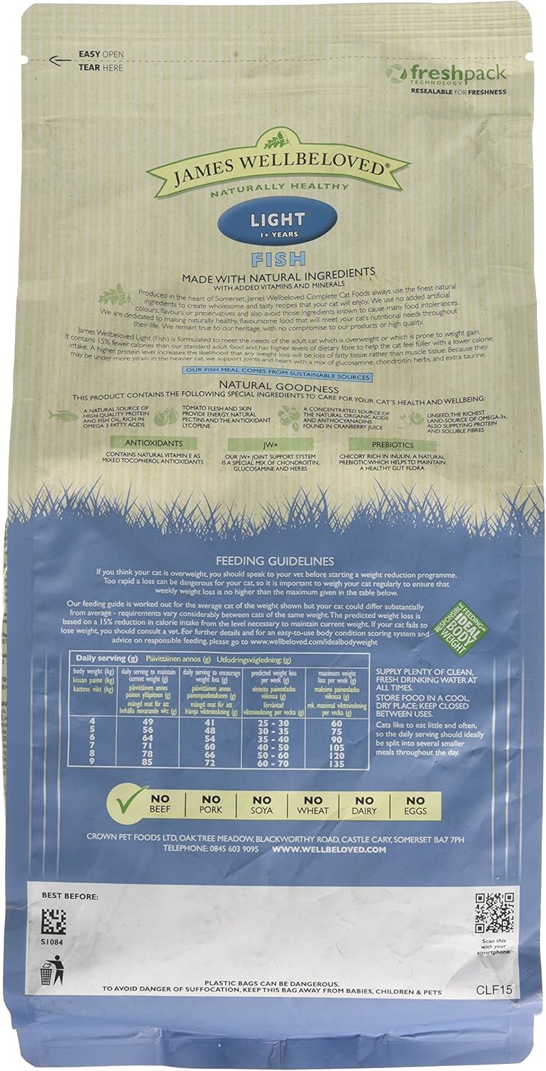 James Wellbeloved Fish and Rice Light Cat Food 1.5 Kg