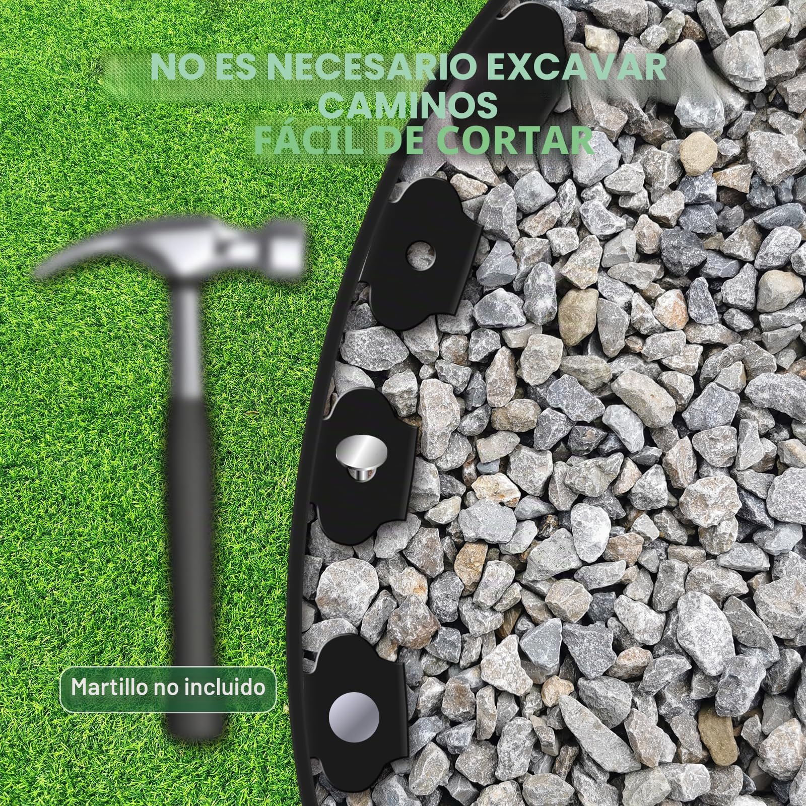 Borduras Jardin, 20M X 10CM Juego De Bordes Jardin Exterior para Tierra, Juego De Bordes para CéSped con 60 Picos De Anclaje De Acero 3MM De Grosor.