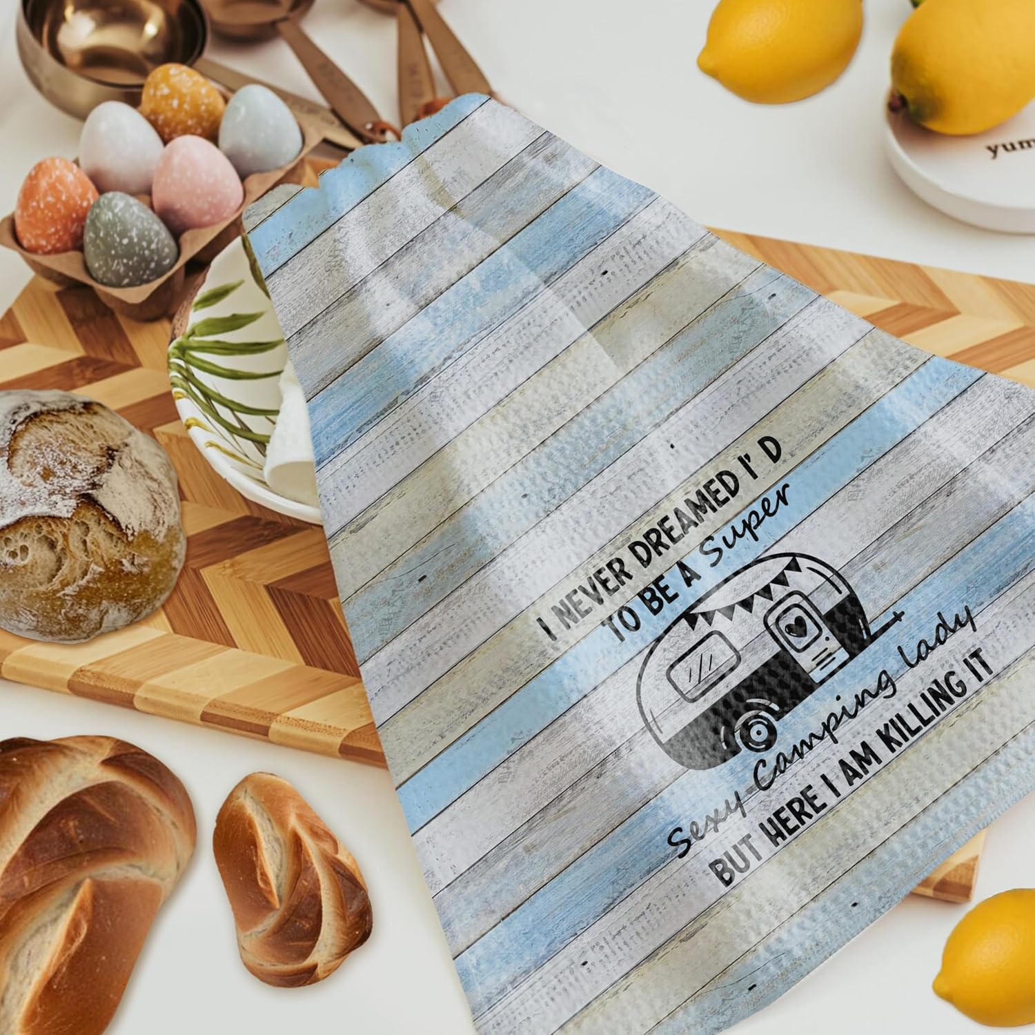 Rustic Funny Camping Kitchen Towels, Camper Gifts for Women Hand Towels for Bathroom Decor, Gifts for Campers Camping Lovers Dish Tea Towel for Kitchen Decor, 16x24 Inch image 3