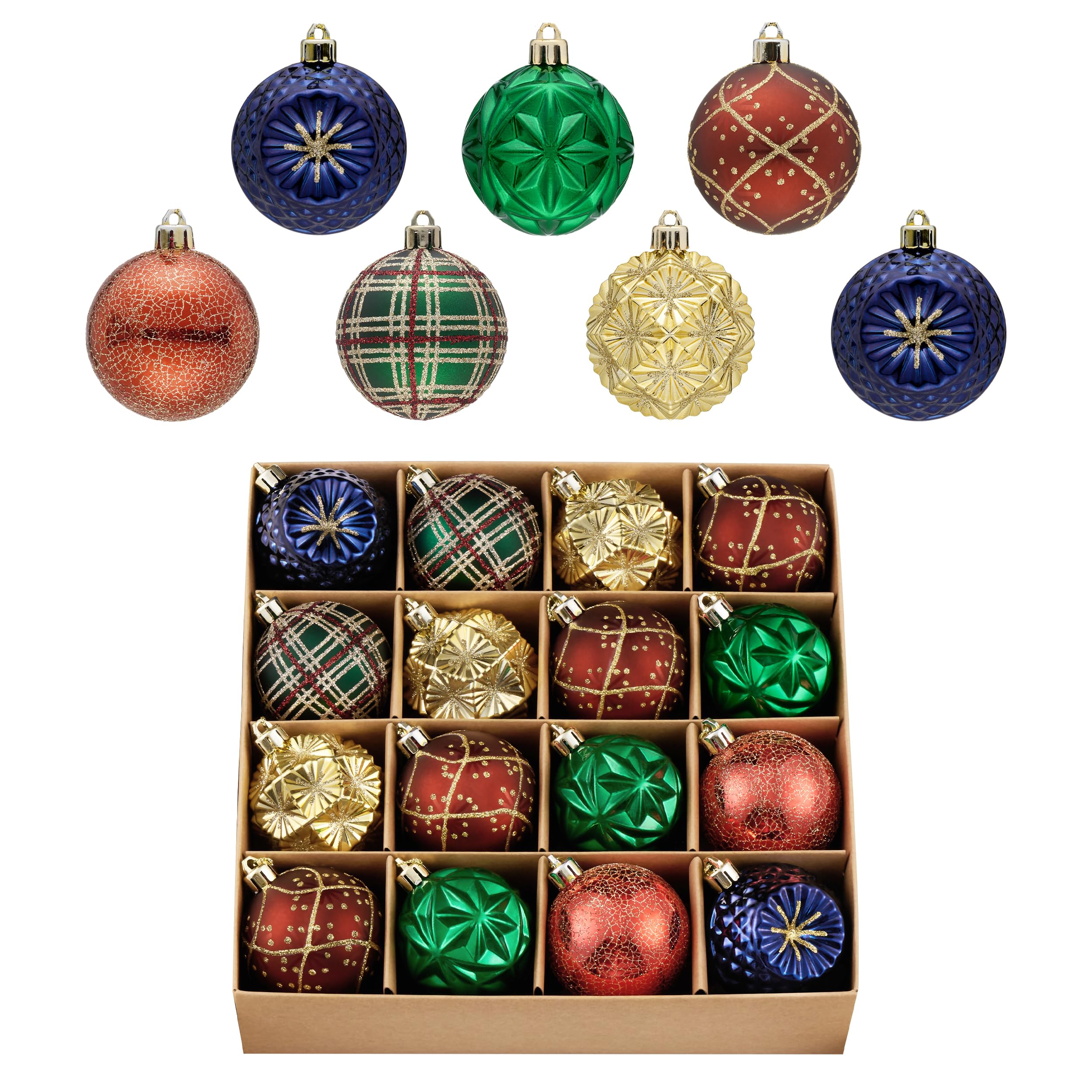 Valery Madelyn Décorations pour sapin de Noël – 16 carats – Décorations incassables pour sapin de Noël – Décorations de luxe à suspendre en vrac pour décoration de Noël – 6,9 cm