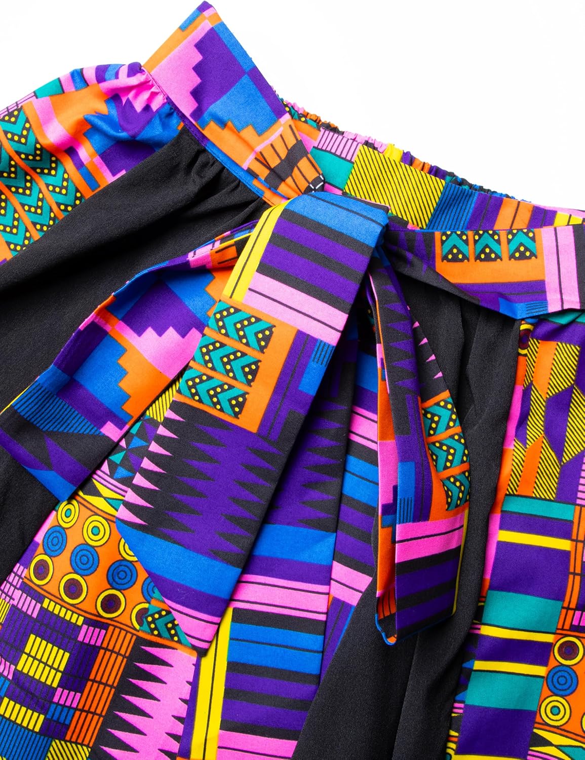 Women's African Print Fabric Kente Wax Cloth Short Skirts with Pockets - Image 3