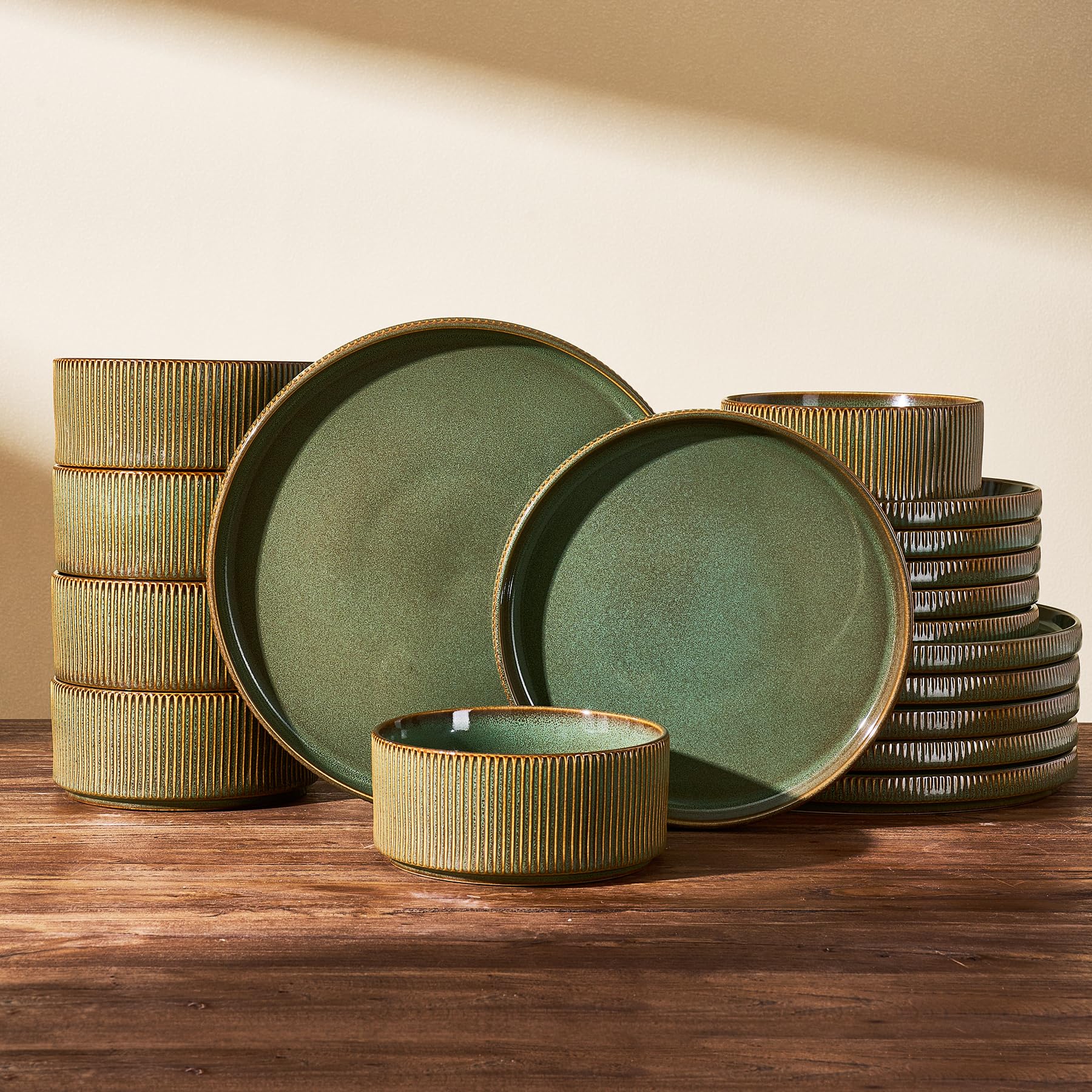 Photo 1 of ***FACTORY SEALED***
Famiware Premium Dinnerware Set for 6, Ceramic Ribbed Plates, Bowls, Dishes