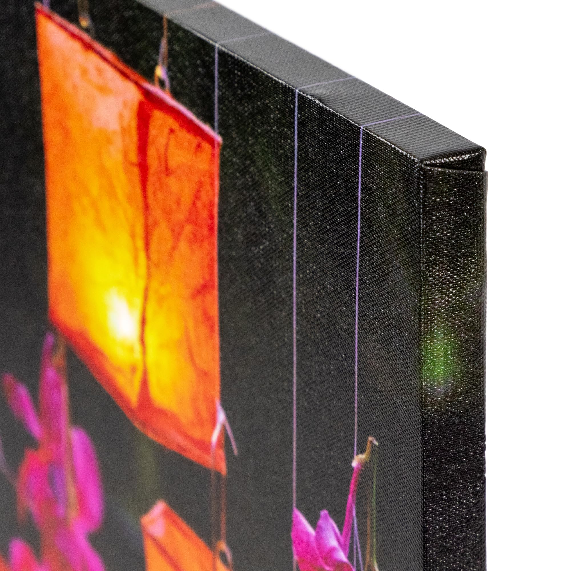 Northlight LED Lighted Flickering Garden Lantern Candles with Pink Orchids Canvas Art 15.75