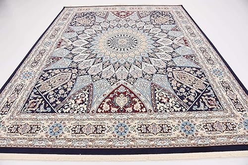 Miniatura 12 de Unique Loom Colección Narenj Adams - Alfombra rectangular (8 x 10 pies, azul marinobeige)