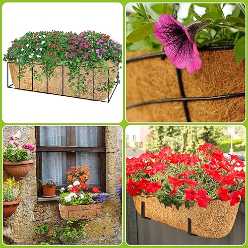 Miniatura 5 de MIAHART Paquete de 3 forros de coco de 24 pulgadas para macetas, macetas de coco para macetas, cestas colgantes para caja de ventana, maceta colgante