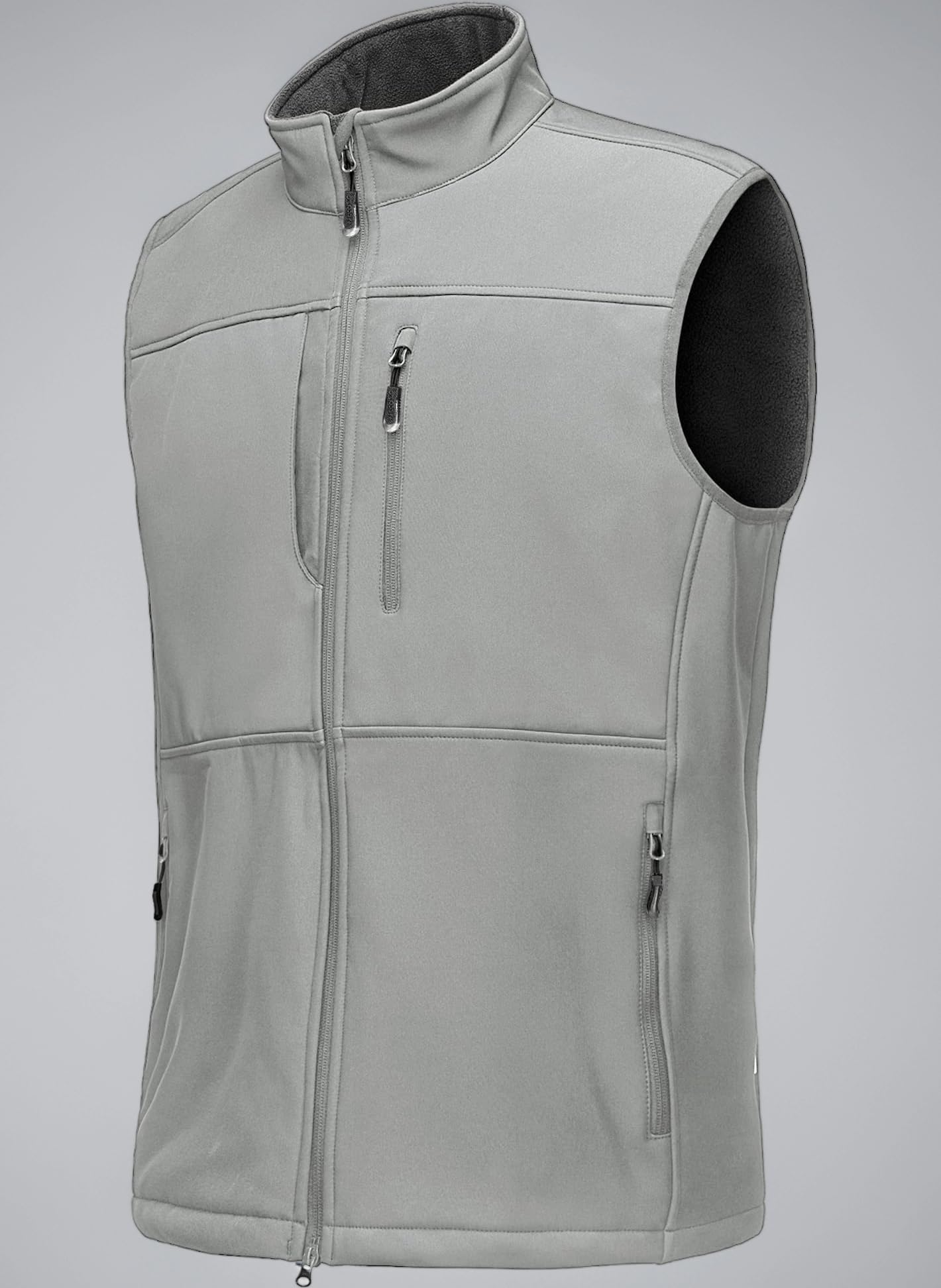 Mens Softshell Gilet Activewear Vests Windproof Fleece Lined Outerwear Zipped Pockets Sleeveless Softshell Jacket for Leisure, Golf, Travelling