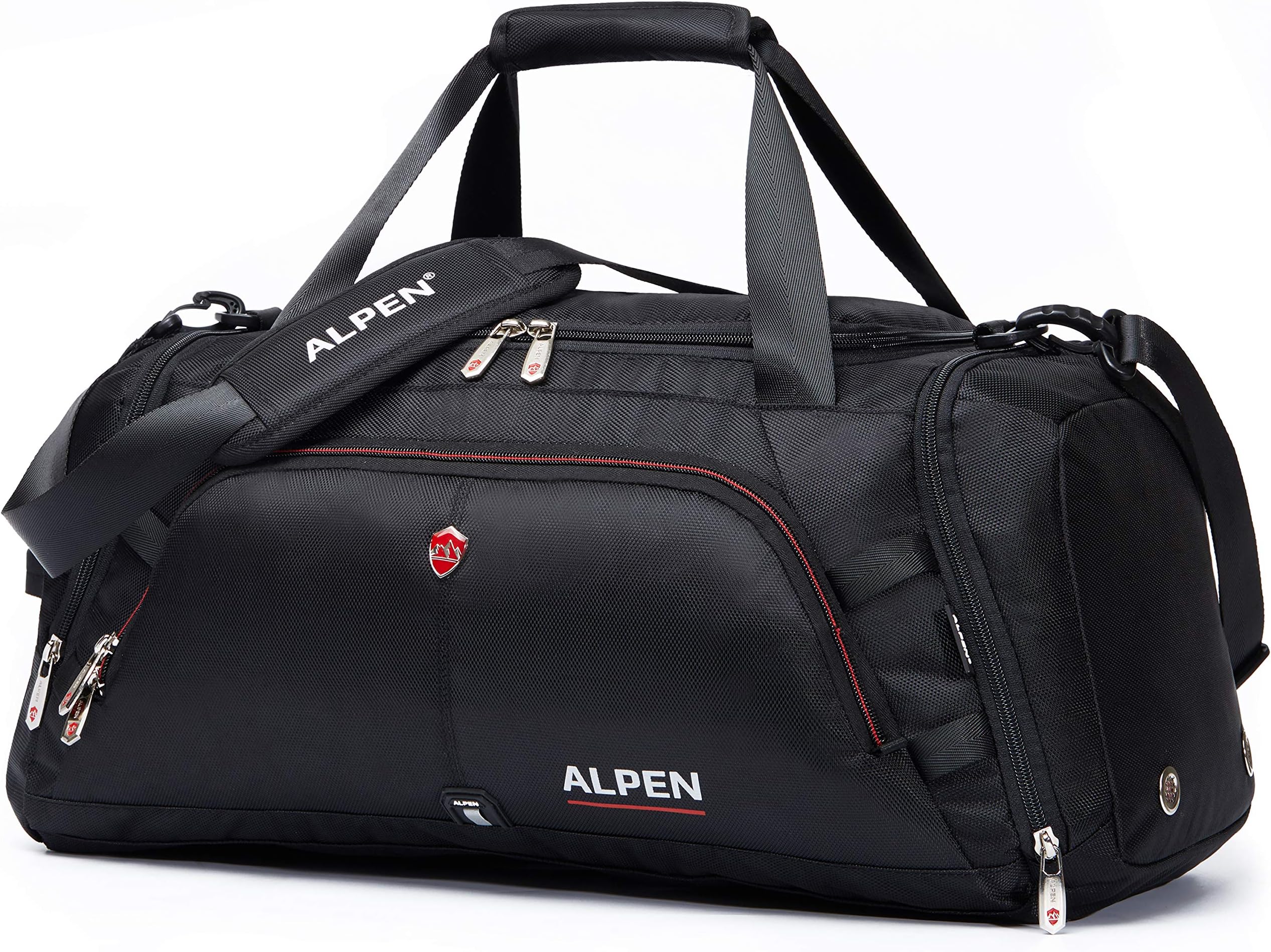 Swiss Cervino Duffel - Water Resistant Durable 1680D Carry On Travel Duffel Bag Gym Sports Bag with Shoes Compartment - 10.5 Gallons - 40 Liters - Black Exclusive