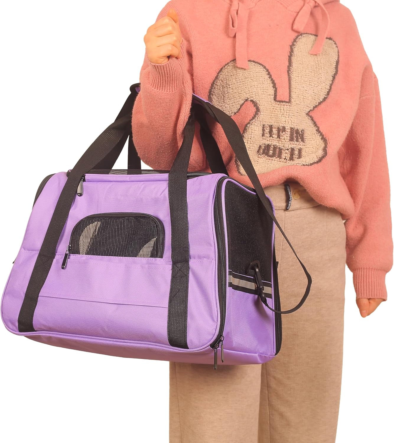Purple Soft-Sided Cat Carrier, Airline Approved Cat and Dog Carrier Travel Bag with Mesh Windows, Cat Carrying Case Up to 15 Lbs (Purple, Small)