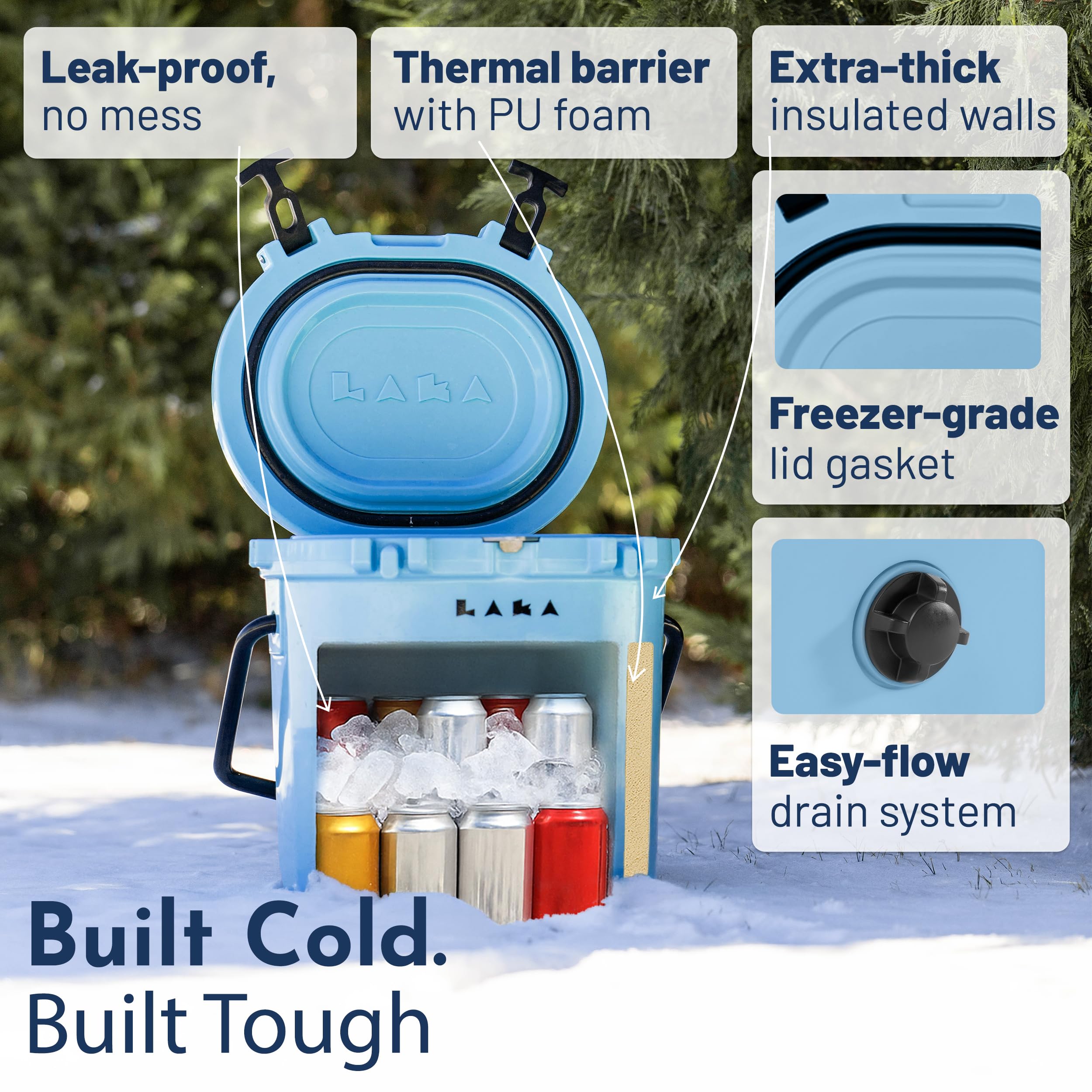 Amazon.com : Laka Coolers 20 Qt Cooler - Blue : Sports & Outdoors