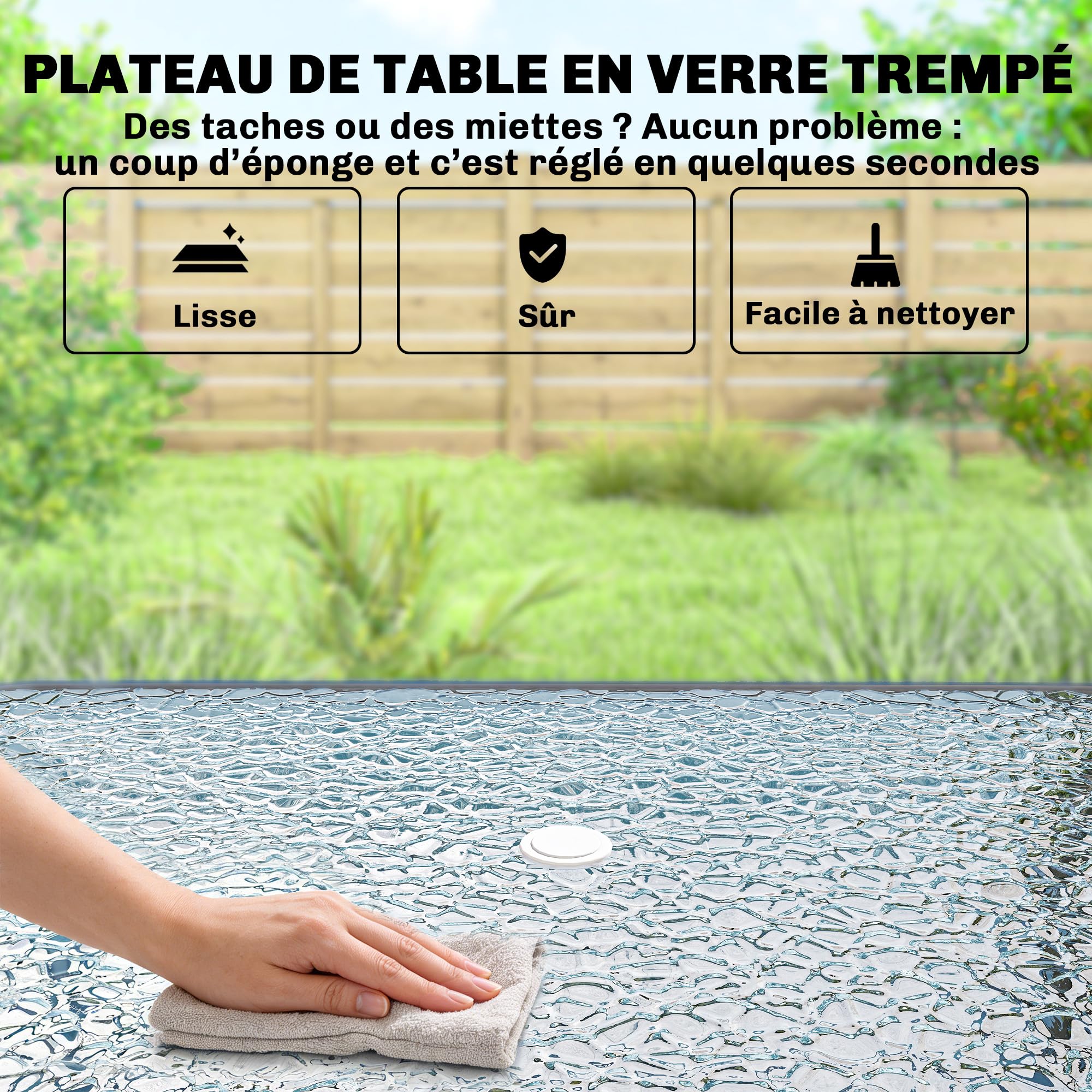 Outsunny Salon de jardin extérieur 8 pièces, table de jardin extérieure avec 6 chaises Pliantes et parasol, plateau en Verre Trempé, structure en acier anti-rouille, mobilier de jardin, terrasse, Gris