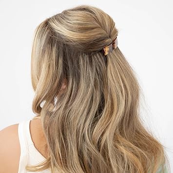 France Luxe Brown Hair Barrette for Thin Hair, Classic Rectangle French Barrette for Women, Lightweight and Comfortable, Strong Hold, Africa