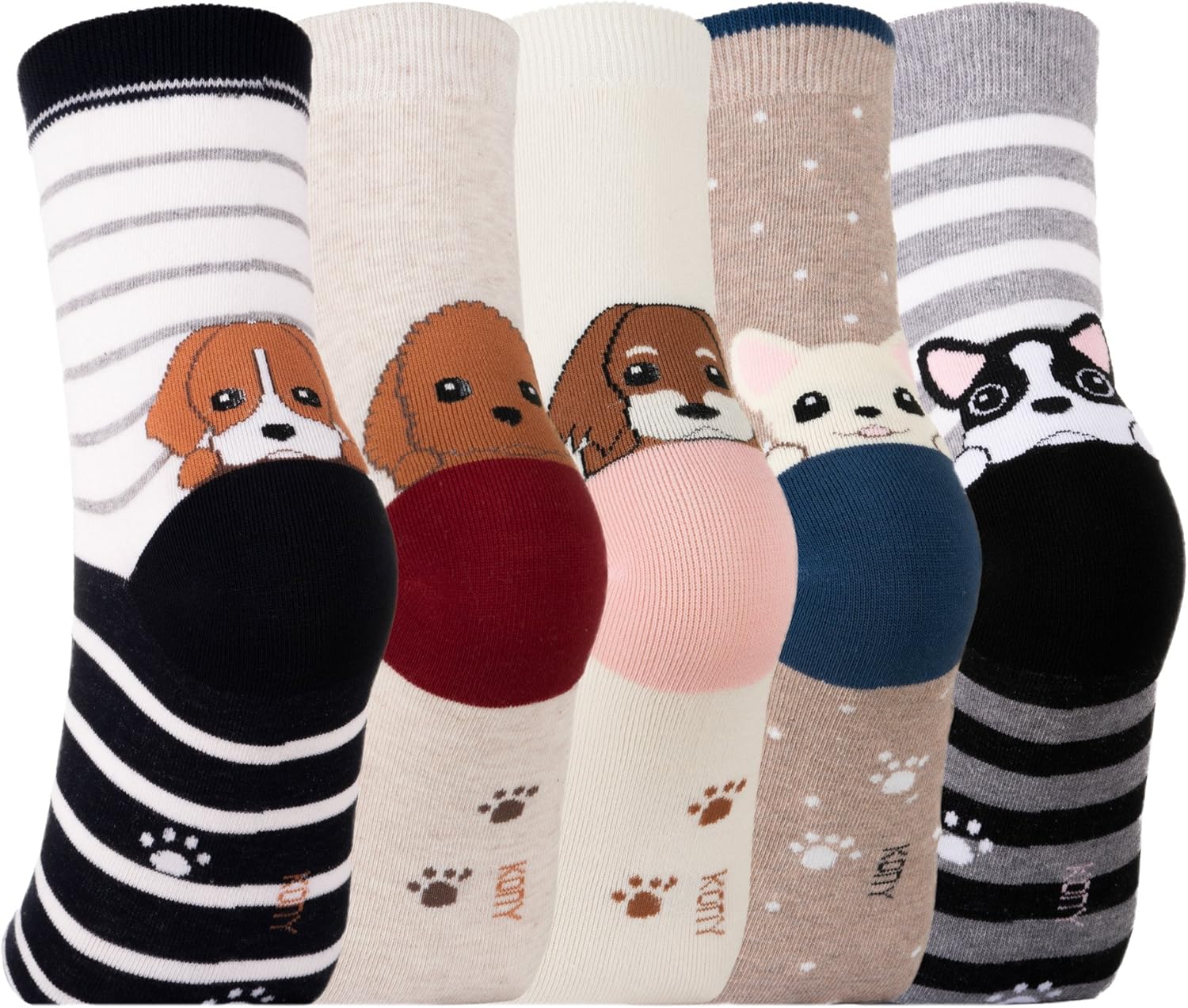 KONY 5 Pares Medias Mujer Algodón Animales Perro Gato Pato Novedad