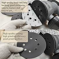 Vista 4 de 50 discos de lijado de 5 pulgadas, 8 agujeros #60-#2500, 60, 120, 180, 400, 600, 800, 1000, 1200, 1500, 2500, papel de lija húmedo y seco