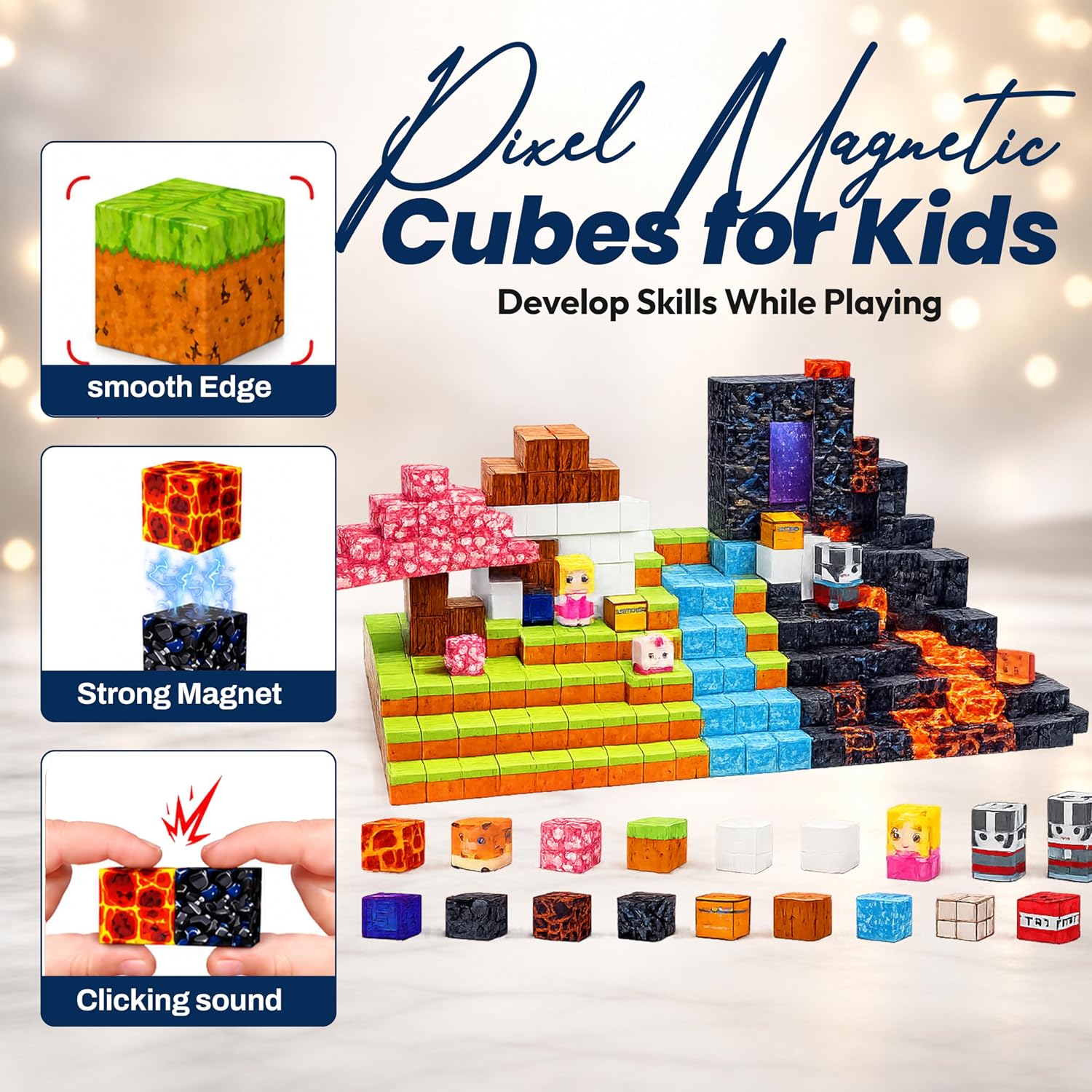 200PCS Magnetic Building Blocks for Kids Ages 3+ - STEM Magnet Cubes Educational Set, Montessori Sensory Learning Toys for Boys & Girls, Indoor Outdoor Kids Birthday Gift.