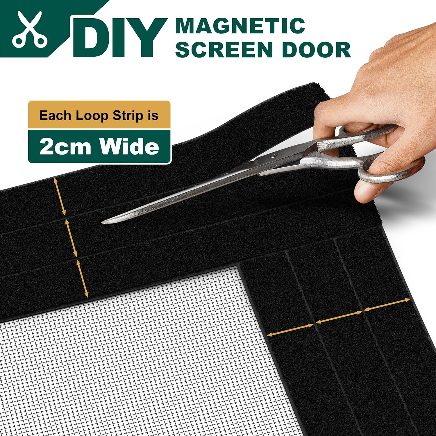 HADOR Adjustable Magnetic Screen Door Fit Door Size Width 70" - 74" Height 80" - 82", DIY Widen Heavy Duty Door Net Screen Mesh with Strong Magnet for Sliding Glass, Black