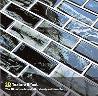 Vista 5 de YOFUN 10-Sheet Thicker Peel and Stick Back Kitchen Backsplash Marble Look Decorative Tiles 12"x12