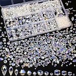 CHRORINE 2000PCS Crystals Glass Beads for Jewelry Making 13 Styles Crystals Beads Jewelry Making Supplies for Hand Made Crafts Necklace Bracelets Earring Making Kit (Multicolor)