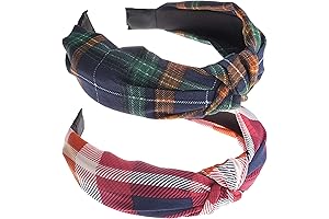 2 Pack Womens Vintage Tartan Red Headbands