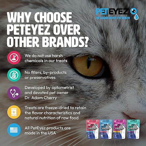 Miniatura 5 de PetEyez Golosinas vitamínicas para gatos  Removedor de manchas de lágrimas  Apoyo a la salud ocular  Reduce la picazón y las alergias  Sabor a pollo