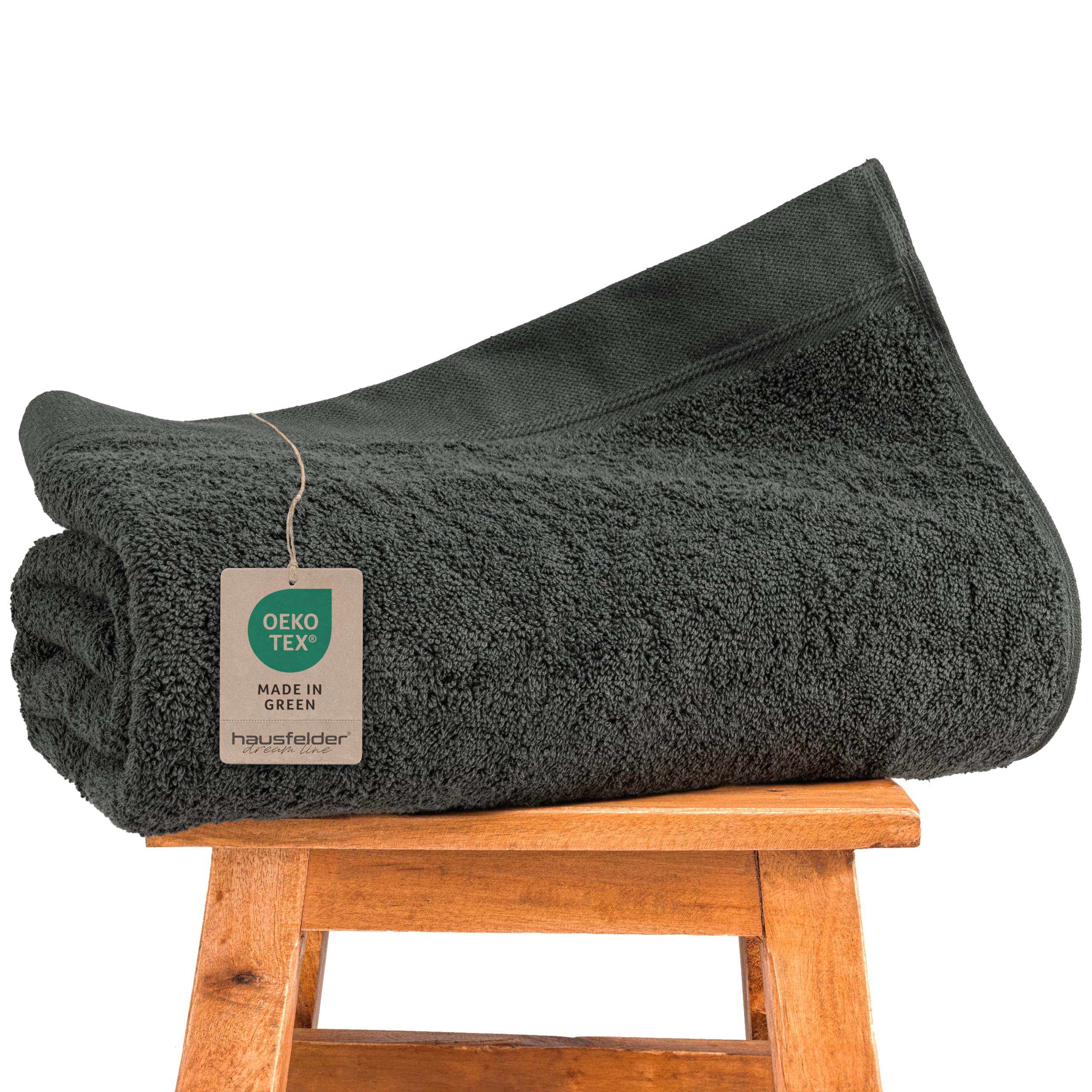 Hausfelder Saunahandtuch 80x200 cm Baumwolle - großes Saunatuch XXL Herren Damen - Premium Frottee 500g/m² Badetuch, Ökotex Zertifiziert (Anthrazit)