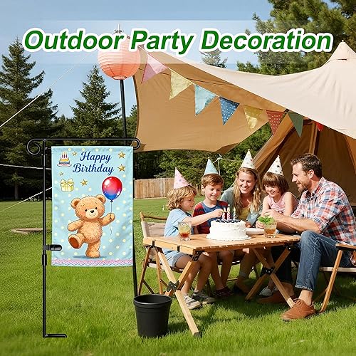 Miniatura 6 de Soporte para bandera de jardín, soporte de bandera de patio para banderas pequeñas de 12 x 18, letrero de jardín con estacas para exteriores, poste