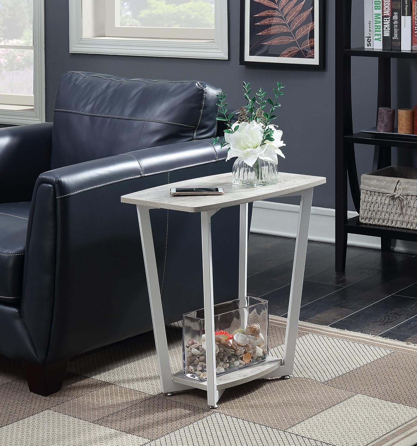 Convenience Concepts Graystone End Table, Gray / White Frame