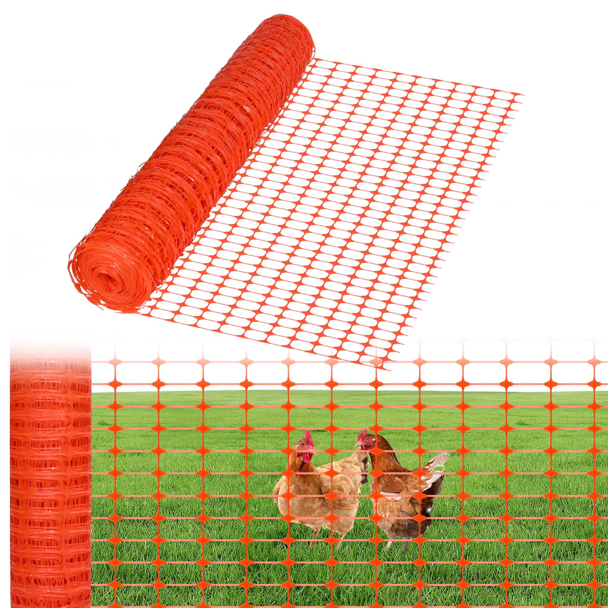 HENGMEI 2x50m Clôture de chantier Clôture de construction Clôture de délimitation, clôtures pour animaux de ferme 100 cm de haut, filet de protection en plastique à découper, clôture mobile, clôture