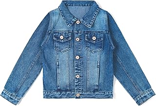 KIDSCOOL SPACE Little Girl/Boy Jean Jacket,Stone Washed Soft Denim Outfits