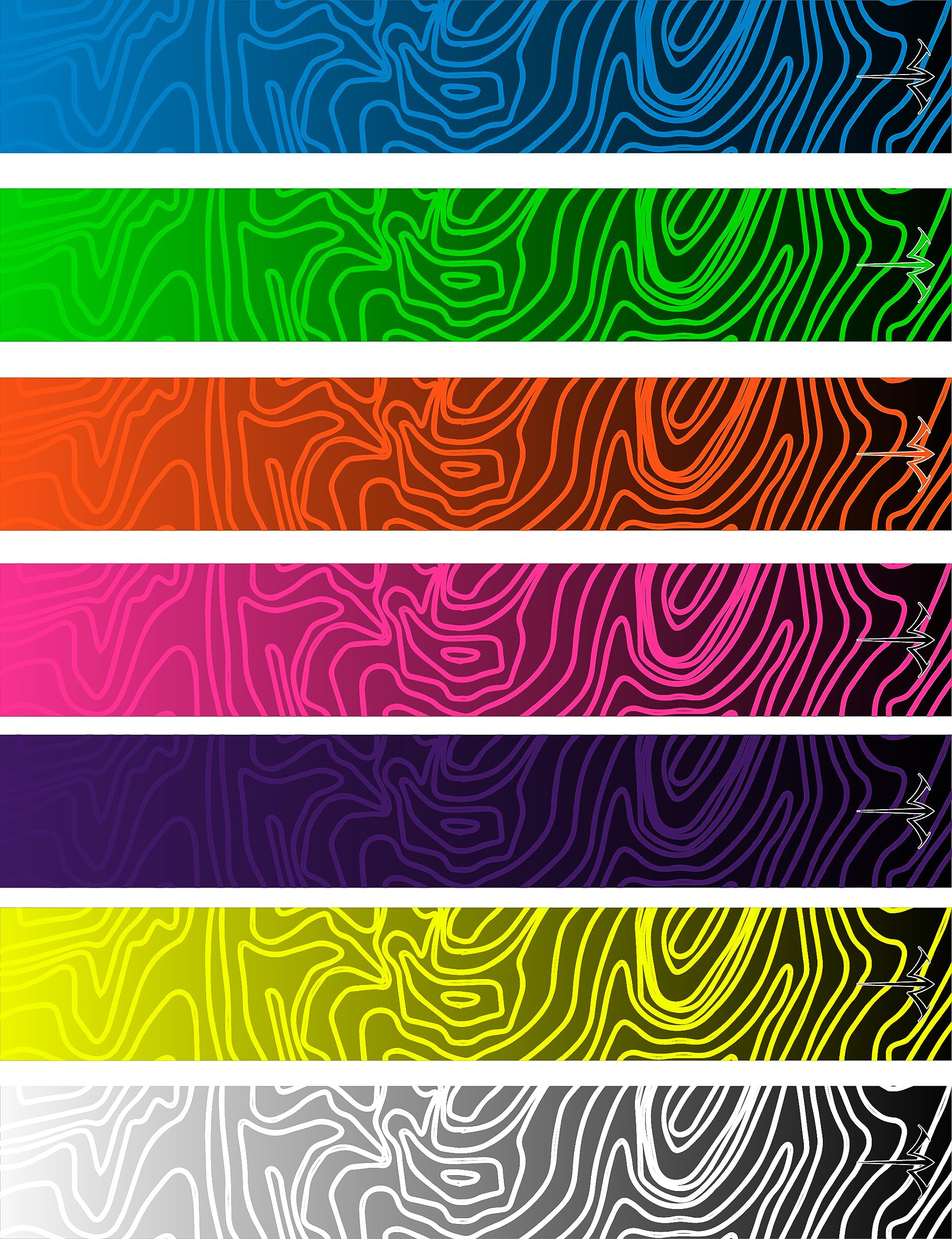 White Water Archery Laminated Topo Fade Color V2 Arrow Wraps 15 Pc Pack Choose Length Width Color (5