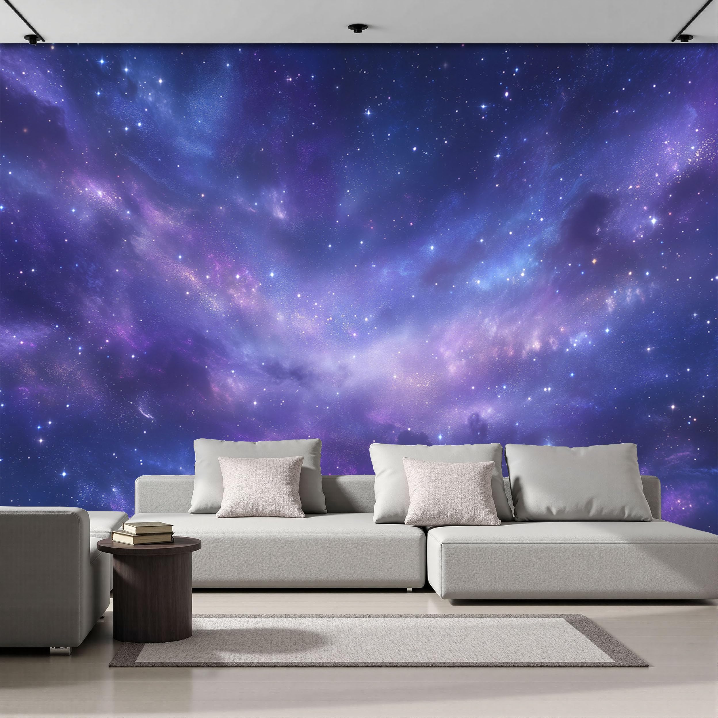 Papier peint ciel étoilé panoramique 400x280 grand poster mural photo salon violet