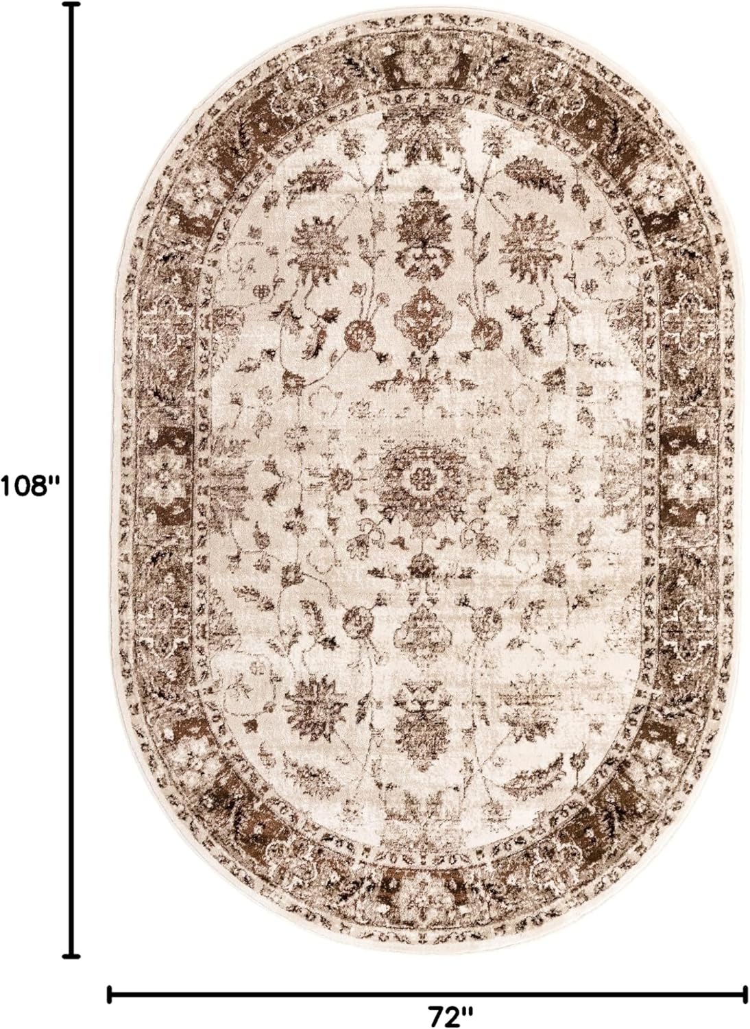 Unique Loom Rushmore Collection Area Rug - Lincoln (6' x 9' Oval, Cream/ Beige)