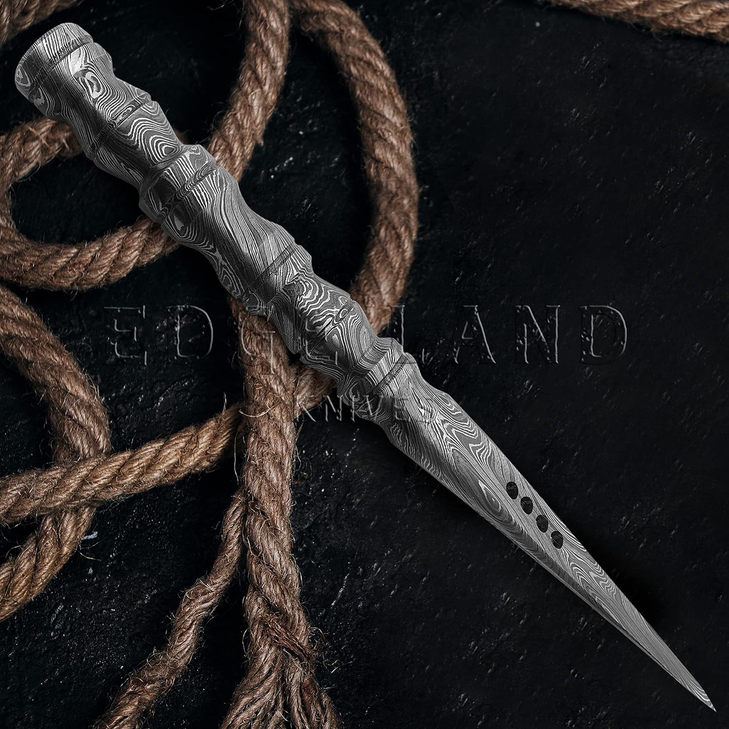 Steel Craft Hand Forged Damascus Tri Dagger - 9 Inches Tri Dagger Knife With Sheath, Heavy Duty Tri Dagger Knife With Sheath, Best Knife For Men