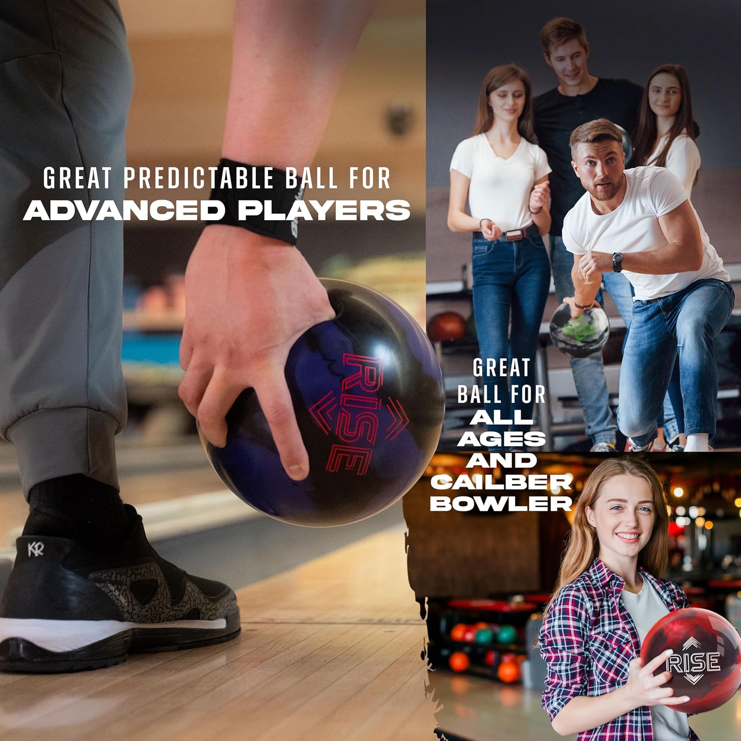 KR Strikeforce Rise Reactive Performance Undrilled Bowling Ball for Dry to Medium Lanes and Available in 5 Designs and 7 Weights