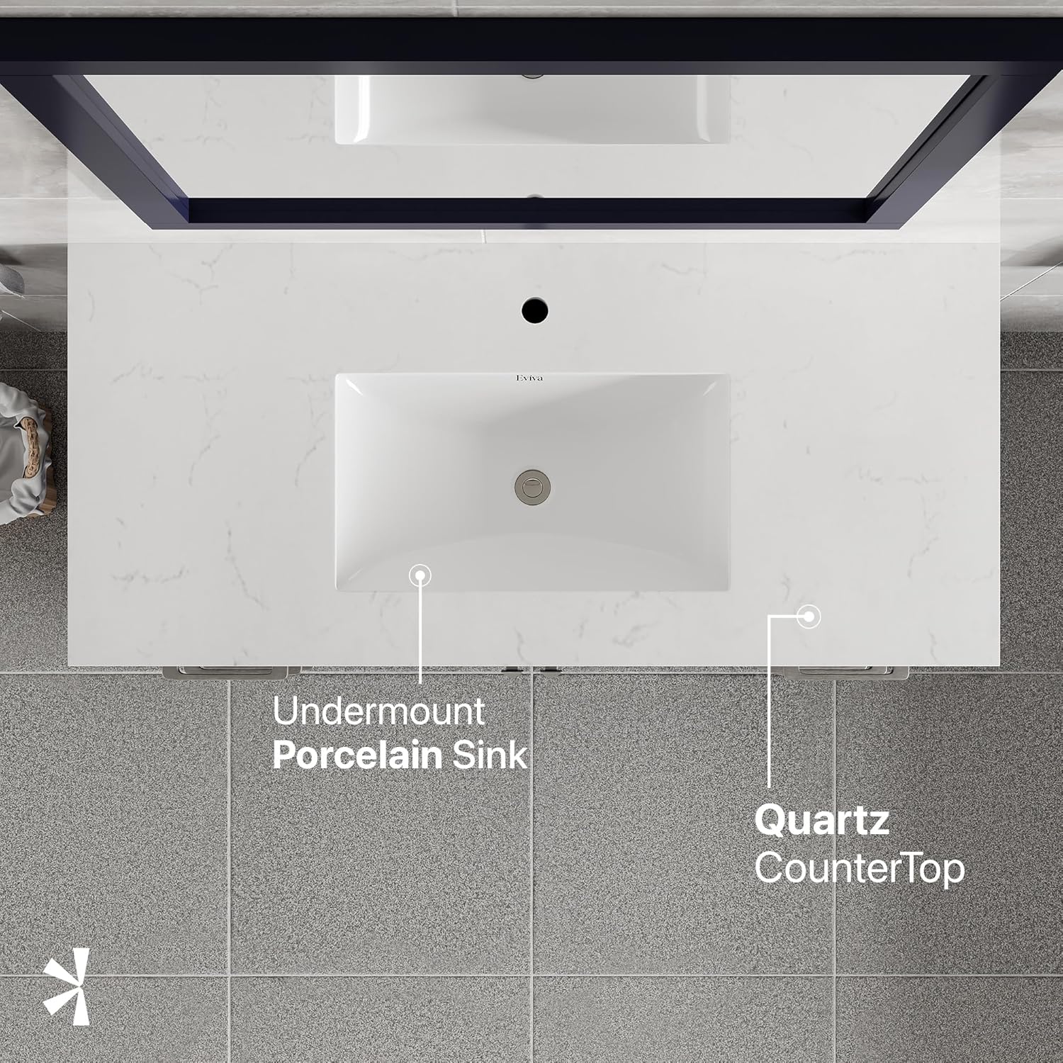 Eviva London 42 in. Blue Single Sink Bath Vanity with Carrara Quartz Top and Undermount Porcelain Sink