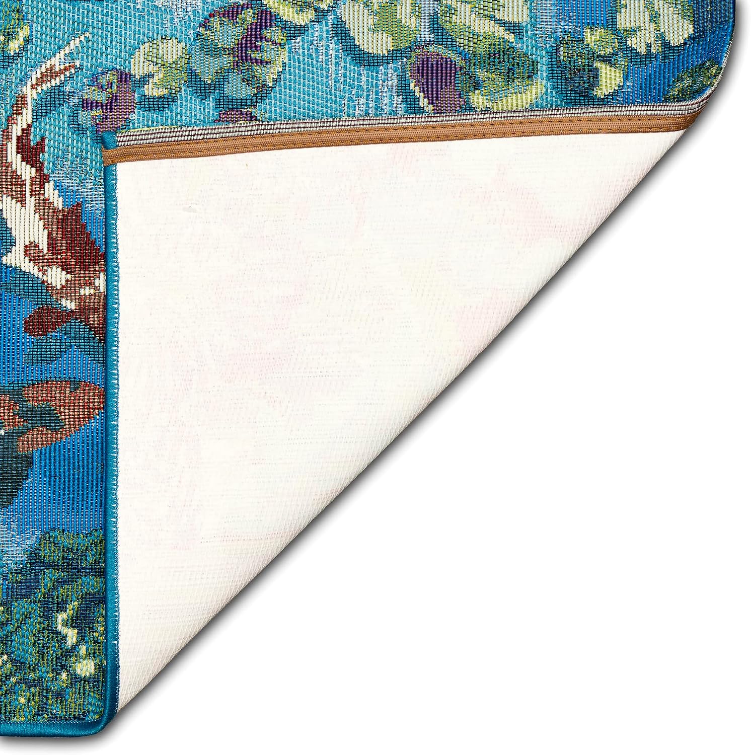 Liora Manne Esencia Machine Washable Non-Slip Low Profile Indoor/Outdoor Mat-Transitional, Whimsical, Fish, Nature, Koi Pond Aqua 2'5" x 3'11"