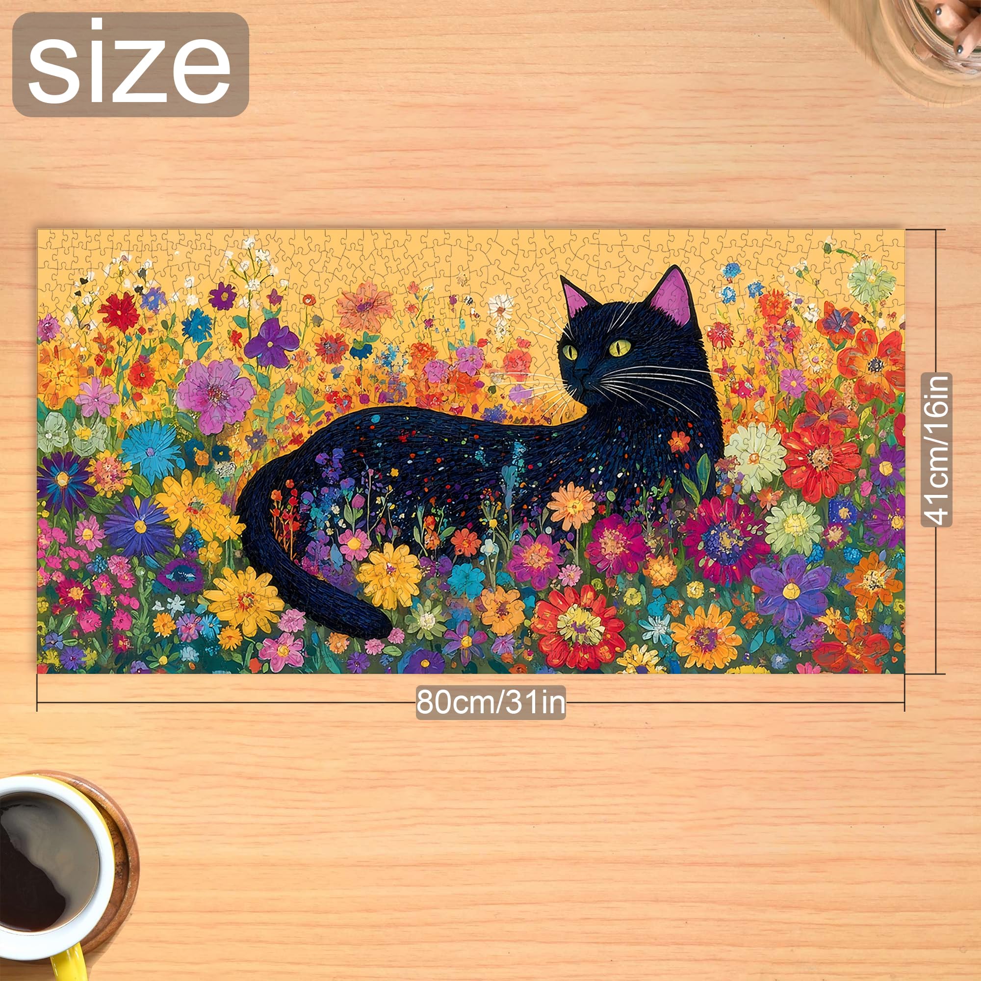 Bimkole Blooming Cat Puzzles for Adults 1000 Pieces, Flower Paper Jigsaw Puzzle 1000 Pieces - Image 4