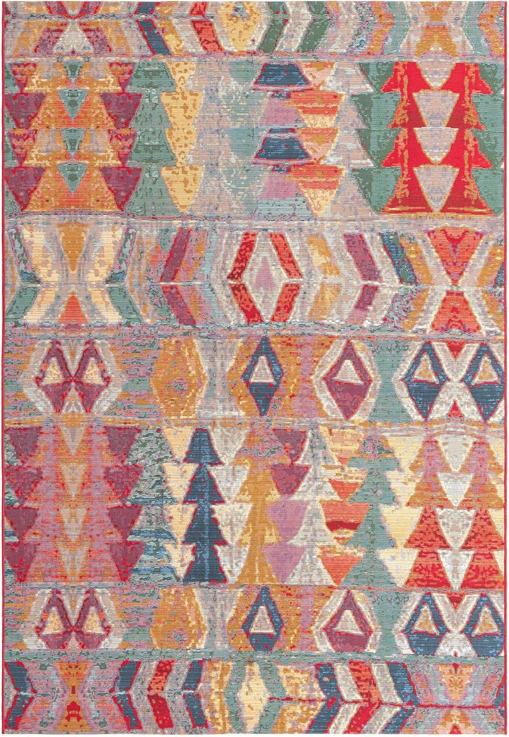 Unique Loom Outdoor Modern Collection Area Rug - Tamarindo (6' 1" x 9' Rectangle, Multi/ Burgundy)