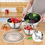 LIANYU Mélanger des bols avec des lids hermétiques visibles, 3Pcs Ensemble de bols de cuisine en acier inoxydable, 4.6 & 2.6 & 1.5QT Taille idéale pour le mélange, cuisson, service, lave-vaisselle & Coffre-fort pour congélateur, Khaki