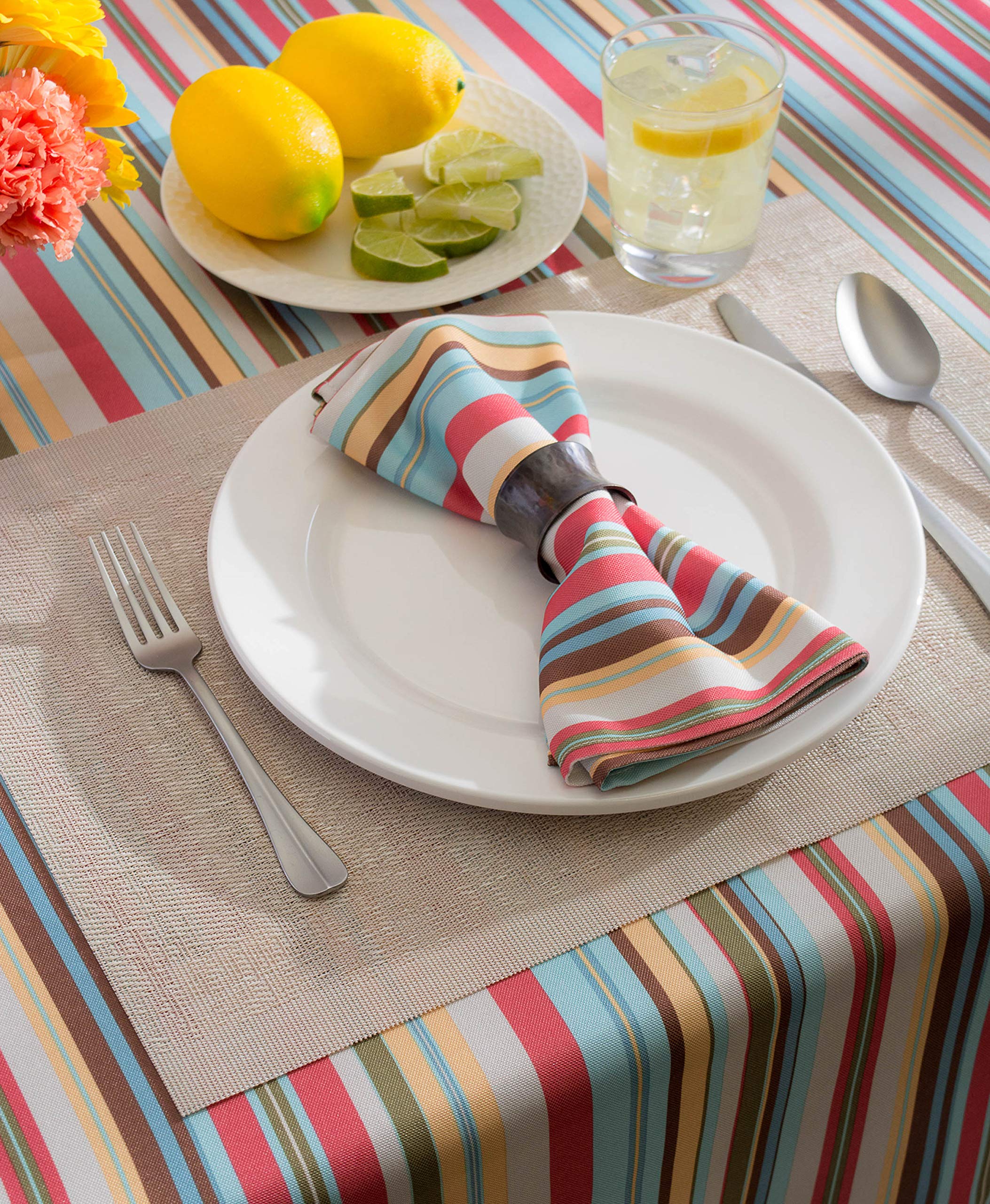 Tovaglia estiva per esterni 152,4 x 213,4 cm con cerniera a righe