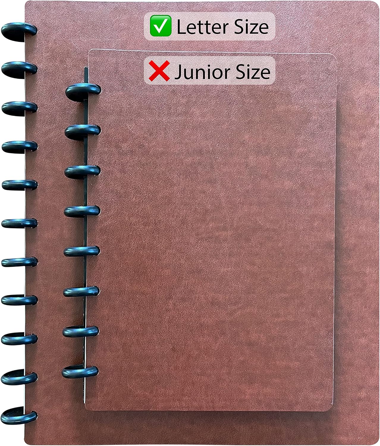 Eleven Discs Discbound Notebook, Letter Size, Faux Leather Cover, 120 gsm Heavyweight Paper, Includes 40 Margin Sheets, 5 Tabs, Page Flags (Brown)