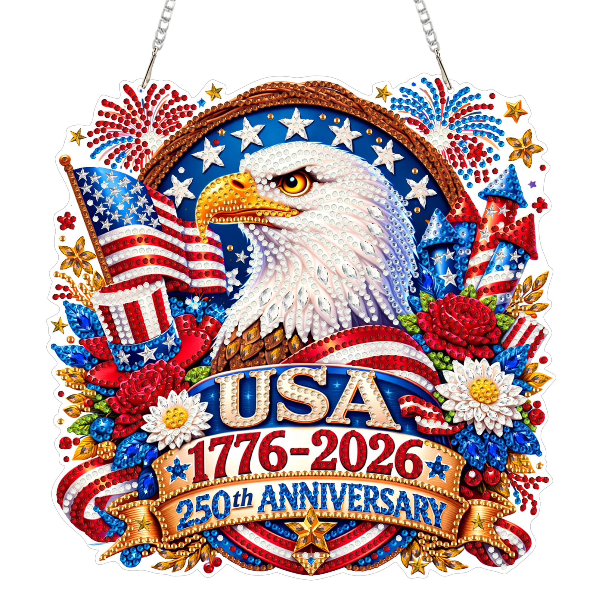 Eiflow USA 250th Anniversary Diamond Art Hanging Kit