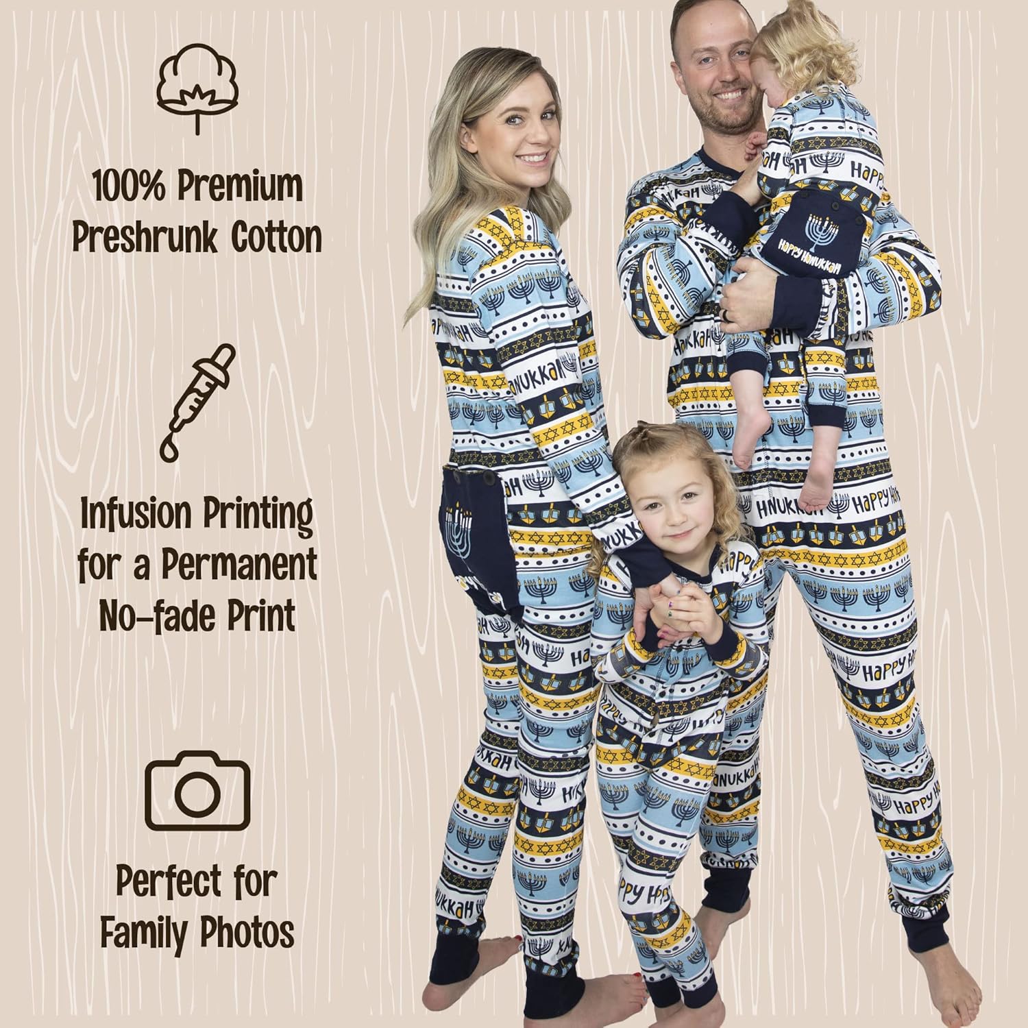 Lazy One Flapjacks, Matching Christmas Pajamas for The Dog, Baby & Kids, Teens, and Adults (Hanukkah, Medium)
