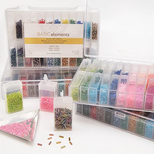 Miniatura 7 de The Beadsmith Basic Elements - Cuentas de vidrio para semillas, varios colores de 60 redondas, aproximadamente 2,350 cuentas, 24 cajas abatibles con