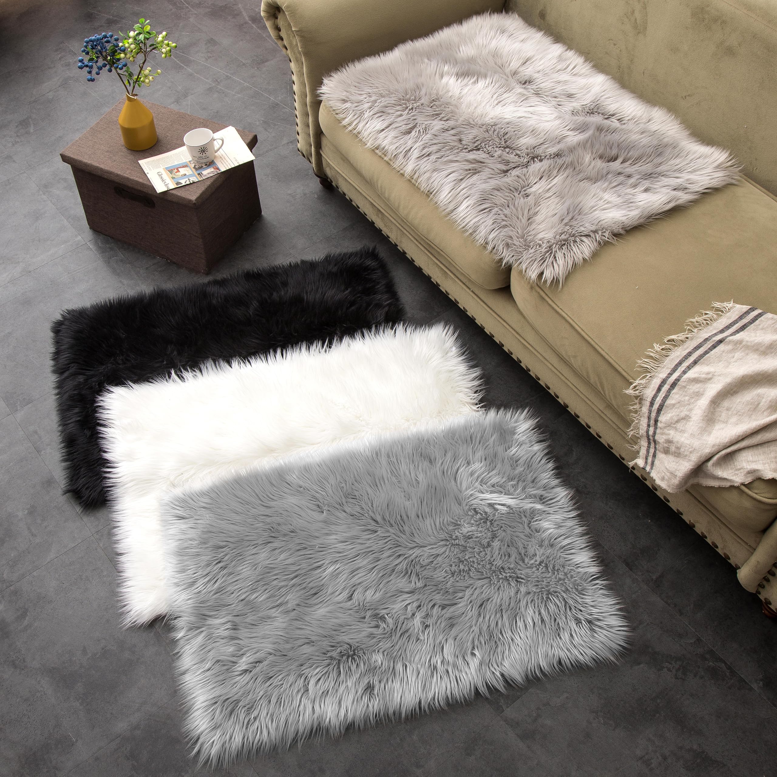 Tapijt BUNNY zilver IMITATIE konijnenvacht 160x220 cm