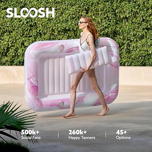 Miniatura 5 de SLOOSH Inflatable Tanning Pool Lounger Float, 70" x 46" Pool Floats Adult with Pillow, 4 in 1 Suntan Tub Raft Floatie,Sunbathing Bed Lounge for