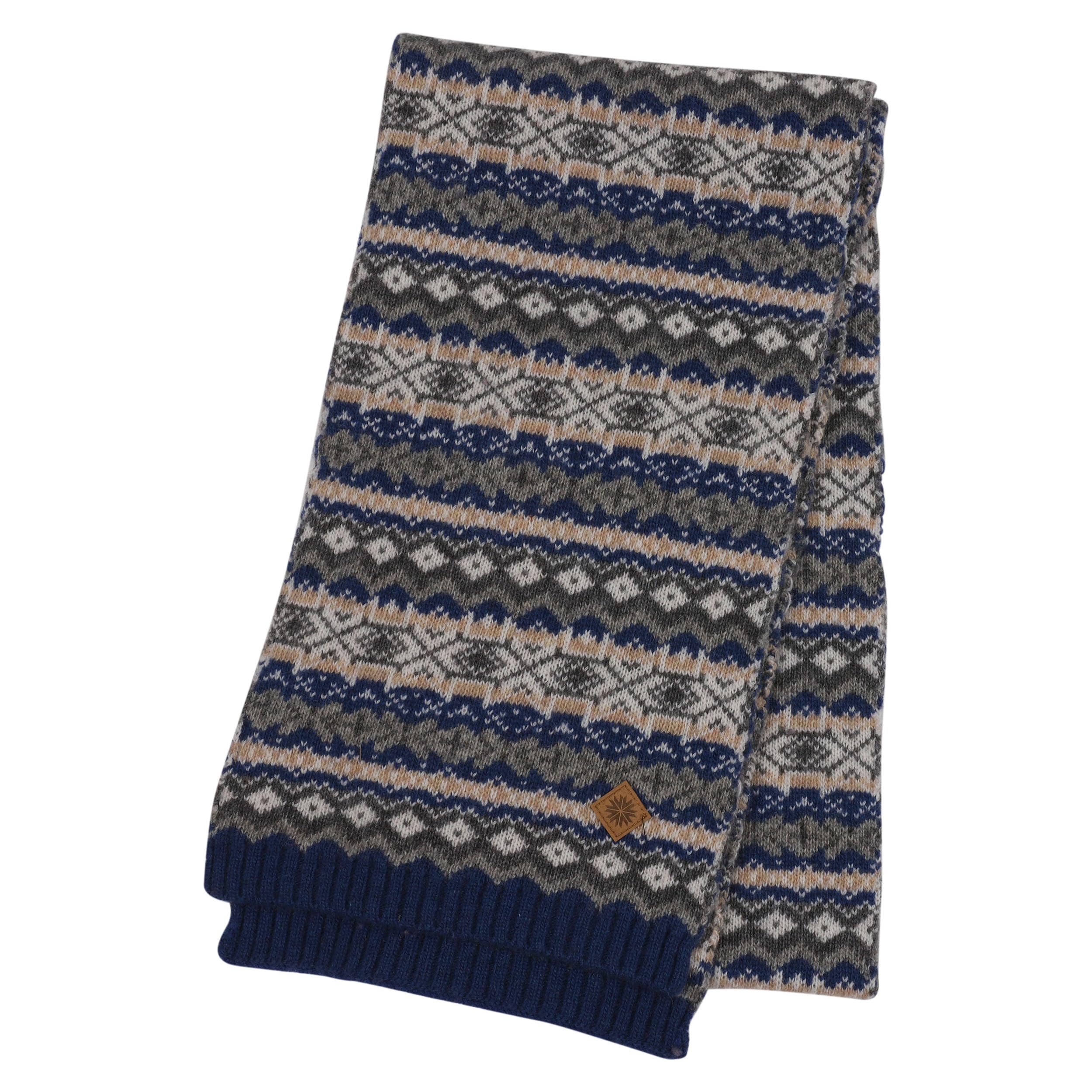 Icewear Unisex Dark Blue Skrúður Wool Blend Nordic Scarf (Dark Blue)