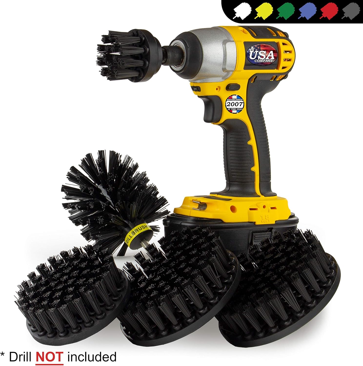 BBQ Accessories - Grill Brush - Grill Tools - Ultra Stiff Drill Brush Attachment Kit - Grill Scraper - Wire Brush Alternative - Grill Cleaner - Rust Remover - BBQ Brush - Graffiti Remover - BBQ Tools