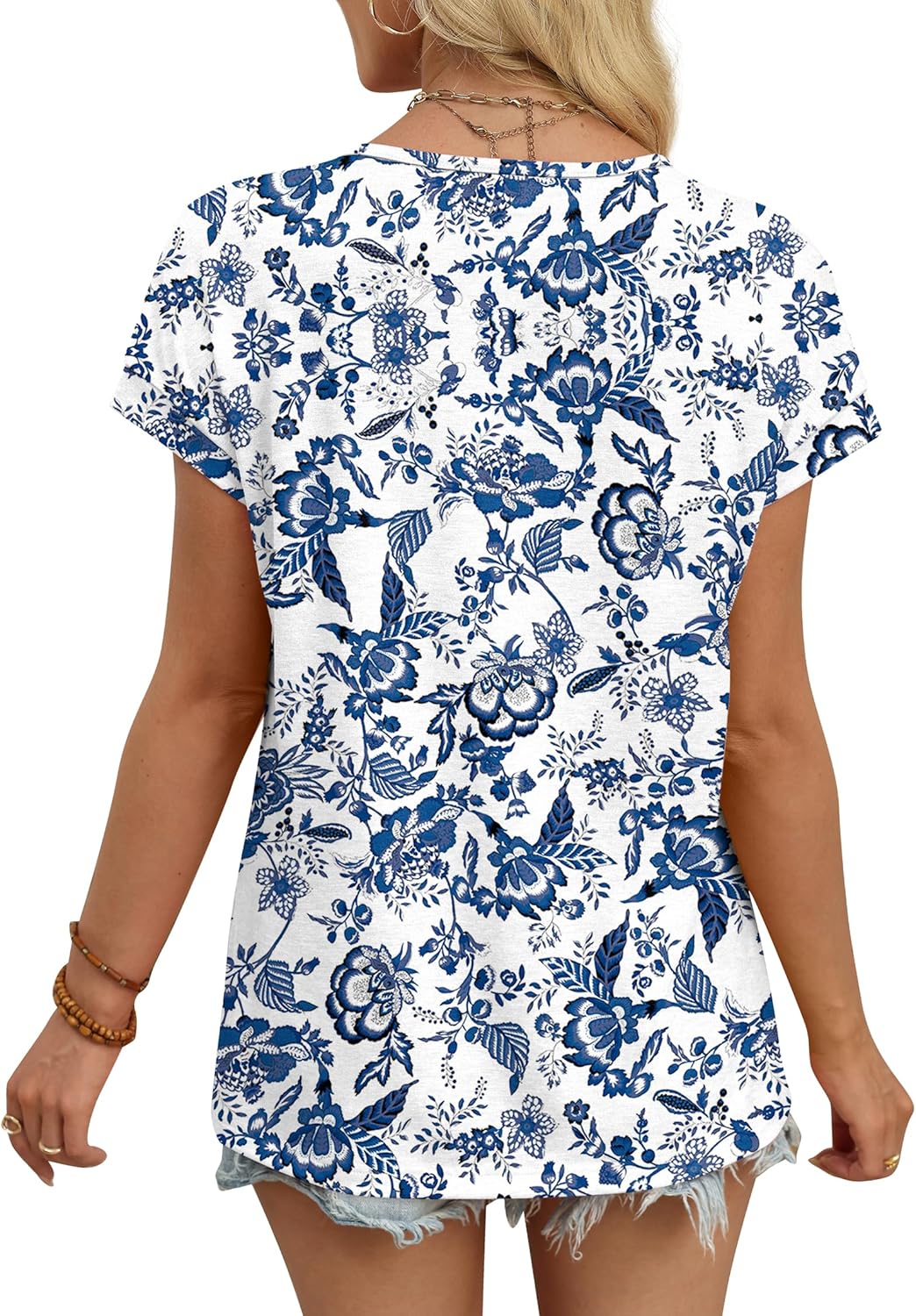 WIHOLL Womens Summer Tops Cap Short Sleeve Shirts V Neck Tshirts Spring Blouses Beach Vacation Clothes - Image 5