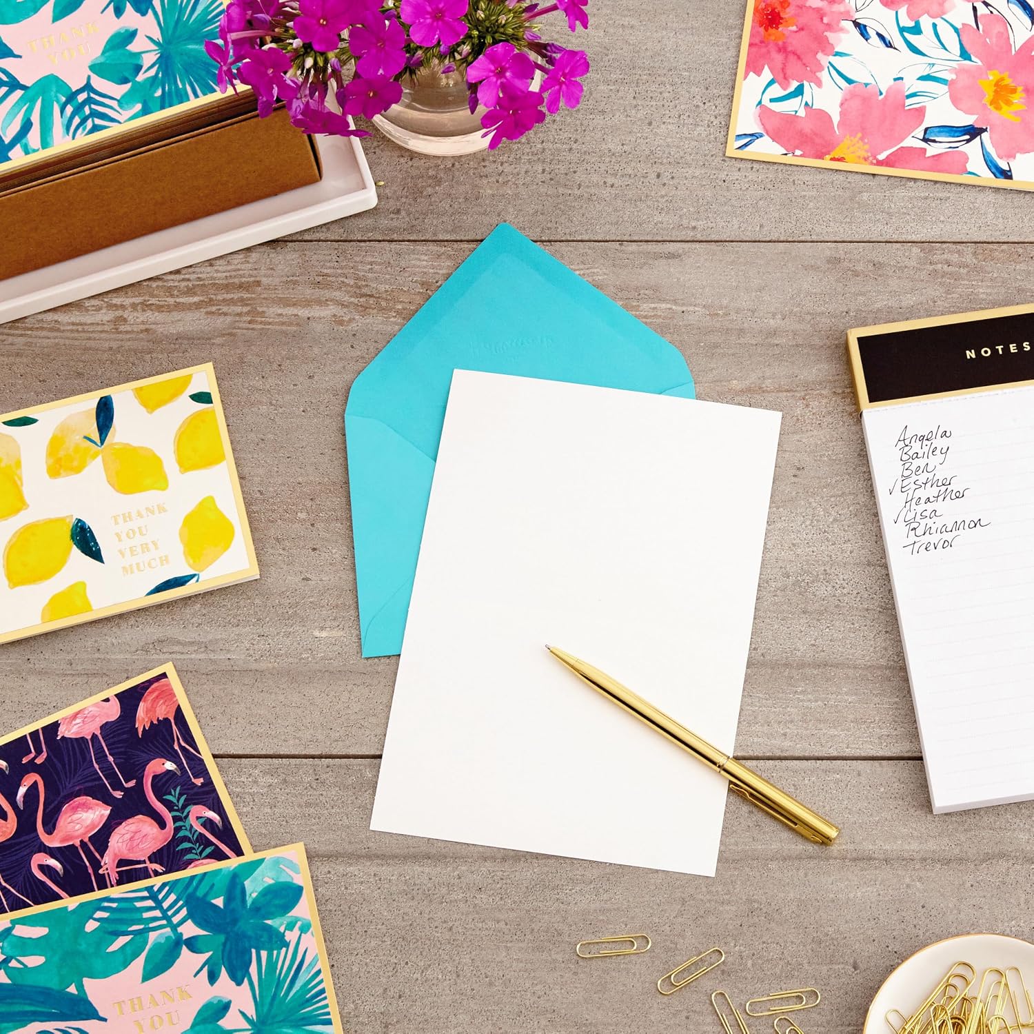 Hallmark Boxed Thank You and Blank Cards Assortment (Four Assorted Tropical Designs, 40 Note Cards and Envelopes) image 2