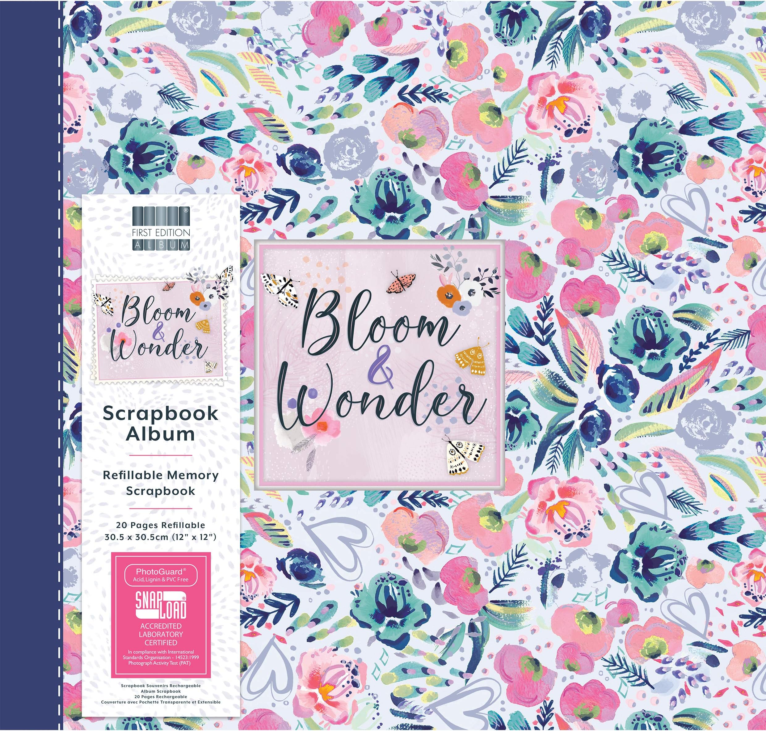 First Edition Bloom & Wonder Stripes 12" x 12", Multicolour, 12x12 Flowers Scrapbook Album